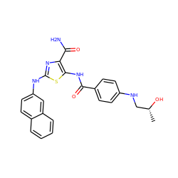 C[C@@H](O)CNc1ccc(C(=O)Nc2sc(Nc3ccc4ccccc4c3)nc2C(N)=O)cc1 ZINC000225144196