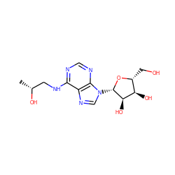 C[C@@H](O)CNc1ncnc2c1ncn2[C@@H]1O[C@H](CO)[C@@H](O)[C@H]1O ZINC000013834686