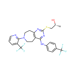 C[C@@H](O)CSc1nc2c(c(Nc3ccc(C(F)(F)F)cc3)n1)CCN(c1ncccc1C(F)(F)F)CC2 ZINC000168553389