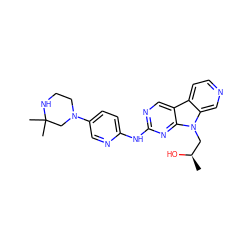 C[C@@H](O)Cn1c2cnccc2c2cnc(Nc3ccc(N4CCNC(C)(C)C4)cn3)nc21 ZINC000169706876