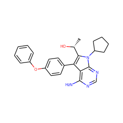 C[C@@H](O)c1c(-c2ccc(Oc3ccccc3)cc2)c2c(N)ncnc2n1C1CCCC1 ZINC000026257420