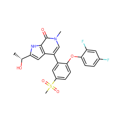 C[C@@H](O)c1cc2c(-c3cc(S(C)(=O)=O)ccc3Oc3ccc(F)cc3F)cn(C)c(=O)c2[nH]1 ZINC000146482995