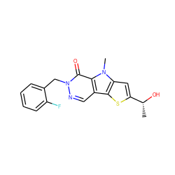 C[C@@H](O)c1cc2c(s1)c1cnn(Cc3ccccc3F)c(=O)c1n2C ZINC000036380679