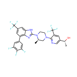 C[C@@H](O)c1cnc(N2CCN(c3nc4c(-c5cc(F)c(F)c(F)c5)cc(C(F)(F)F)cc4[nH]3)[C@H](C)C2)c(C(F)(F)F)c1 ZINC000038157614