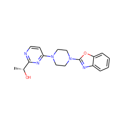 C[C@@H](O)c1nccc(N2CCN(c3nc4ccccc4o3)CC2)n1 ZINC000013472158