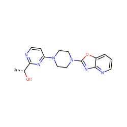 C[C@@H](O)c1nccc(N2CCN(c3nc4ncccc4o3)CC2)n1 ZINC000013472170