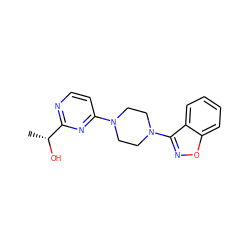 C[C@@H](O)c1nccc(N2CCN(c3noc4ccccc34)CC2)n1 ZINC000013472160