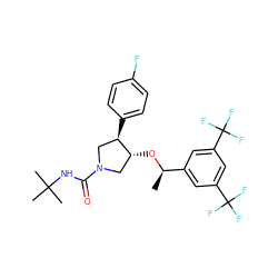 C[C@@H](O[C@@H]1CN(C(=O)NC(C)(C)C)C[C@H]1c1ccc(F)cc1)c1cc(C(F)(F)F)cc(C(F)(F)F)c1 ZINC000028961678