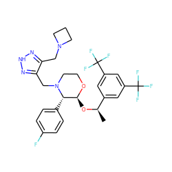 C[C@@H](O[C@@H]1OCCN(Cc2n[nH]nc2CN2CCC2)[C@H]1c1ccc(F)cc1)c1cc(C(F)(F)F)cc(C(F)(F)F)c1 ZINC000027429933