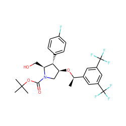 C[C@@H](O[C@H]1CN(C(=O)OC(C)(C)C)[C@@H](CO)[C@@H]1c1ccc(F)cc1)c1cc(C(F)(F)F)cc(C(F)(F)F)c1 ZINC000029132228