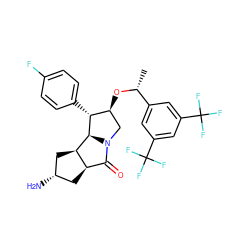 C[C@@H](O[C@H]1CN2C(=O)[C@H]3C[C@H](N)C[C@H]3[C@H]2[C@@H]1c1ccc(F)cc1)c1cc(C(F)(F)F)cc(C(F)(F)F)c1 ZINC000064549126