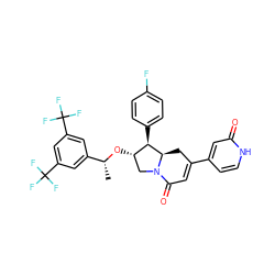 C[C@@H](O[C@H]1CN2C(=O)C=C(c3cc[nH]c(=O)c3)C[C@@H]2[C@@H]1c1ccc(F)cc1)c1cc(C(F)(F)F)cc(C(F)(F)F)c1 ZINC000049793694