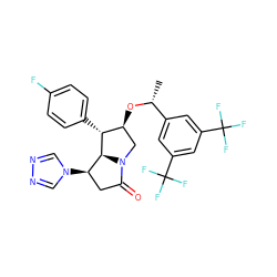 C[C@@H](O[C@H]1CN2C(=O)C[C@@H](n3cnnc3)[C@H]2[C@@H]1c1ccc(F)cc1)c1cc(C(F)(F)F)cc(C(F)(F)F)c1 ZINC000049777547