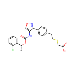 C[C@@H](OC(=O)Nc1conc1-c1ccc(CCSCC(=O)O)cc1)c1ccccc1Cl ZINC000006745729