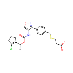 C[C@@H](OC(=O)Nc1conc1-c1ccc(CSCCC(=O)O)cc1)C1=C(Cl)CCC1 ZINC000006745733