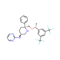 C[C@@H](OC[C@@]1(c2ccccc2)CC[C@H](Nc2ncccn2)CN1)c1cc(C(F)(F)F)cc(C(F)(F)F)c1 ZINC000064513925