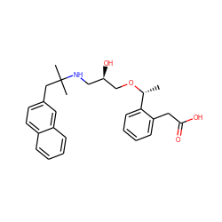 C[C@@H](OC[C@H](O)CNC(C)(C)Cc1ccc2ccccc2c1)c1ccccc1CC(=O)O ZINC000066098540