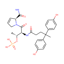 C[C@@H](OP(=O)(O)O)[C@H](NC(=O)CCC(C)(c1ccc(O)cc1)c1ccc(O)cc1)C(=O)N1CC=C[C@H]1C(N)=O ZINC000028466508