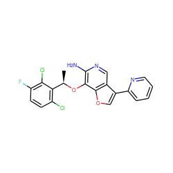 C[C@@H](Oc1c(N)ncc2c(-c3ccccn3)coc12)c1c(Cl)ccc(F)c1Cl ZINC000096273056