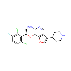 C[C@@H](Oc1c(N)ncc2c(C3CCNCC3)coc12)c1c(Cl)ccc(F)c1Cl ZINC000096273079