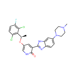 C[C@@H](Oc1c[nH]c(=O)c(-c2nc3ccc(N4CCN(C)CC4)cc3[nH]2)c1)c1c(Cl)ccc(F)c1Cl ZINC000096258128