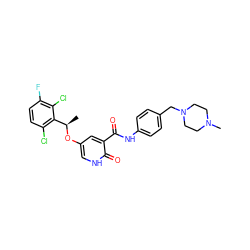 C[C@@H](Oc1c[nH]c(=O)c(C(=O)Nc2ccc(CN3CCN(C)CC3)cc2)c1)c1c(Cl)ccc(F)c1Cl ZINC000096258151