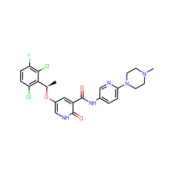 C[C@@H](Oc1c[nH]c(=O)c(C(=O)Nc2ccc(N3CCN(C)CC3)nc2)c1)c1c(Cl)ccc(F)c1Cl ZINC000096258157