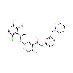 C[C@@H](Oc1c[nH]c(=O)c(C(=O)Nc2cccc(CN3CCCCC3)c2)c1)c1c(Cl)ccc(F)c1Cl ZINC000096258148