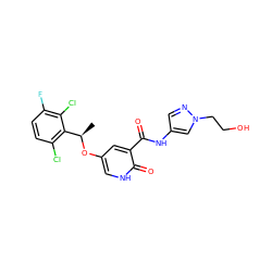 C[C@@H](Oc1c[nH]c(=O)c(C(=O)Nc2cnn(CCO)c2)c1)c1c(Cl)ccc(F)c1Cl ZINC000096258136