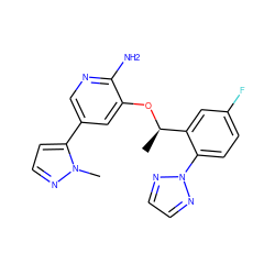 C[C@@H](Oc1cc(-c2ccnn2C)cnc1N)c1cc(F)ccc1-n1nccn1 ZINC000103249665