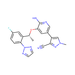 C[C@@H](Oc1cc(-c2cn(C)nc2C#N)cnc1N)c1cc(F)ccc1-n1nccn1 ZINC000103249662