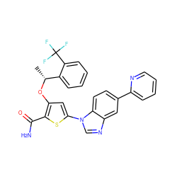 C[C@@H](Oc1cc(-n2cnc3cc(-c4ccccn4)ccc32)sc1C(N)=O)c1ccccc1C(F)(F)F ZINC000058506171