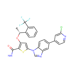 C[C@@H](Oc1cc(-n2cnc3cc(-c4ccnc(Cl)c4)ccc32)sc1C(N)=O)c1ccccc1C(F)(F)F ZINC000058523719