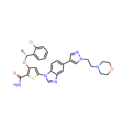 C[C@@H](Oc1cc(-n2cnc3cc(-c4cnn(CCN5CCOCC5)c4)ccc32)sc1C(N)=O)c1ccccc1Cl ZINC000058564059