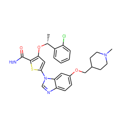 C[C@@H](Oc1cc(-n2cnc3ccc(OCC4CCN(C)CC4)cc32)sc1C(N)=O)c1ccccc1Cl ZINC000059259519