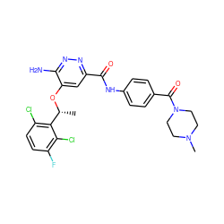 C[C@@H](Oc1cc(C(=O)Nc2ccc(C(=O)N3CCN(C)CC3)cc2)nnc1N)c1c(Cl)ccc(F)c1Cl ZINC000096258164