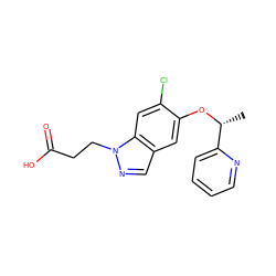 C[C@@H](Oc1cc2cnn(CCC(=O)O)c2cc1Cl)c1ccccn1 ZINC001772570808