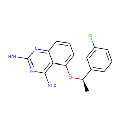 C[C@@H](Oc1cccc2nc(N)nc(N)c12)c1cccc(Cl)c1 ZINC000028971514