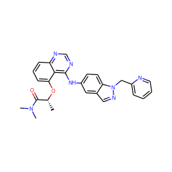 C[C@@H](Oc1cccc2ncnc(Nc3ccc4c(cnn4Cc4ccccn4)c3)c12)C(=O)N(C)C ZINC000029041299