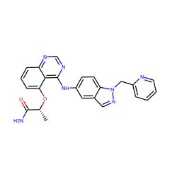 C[C@@H](Oc1cccc2ncnc(Nc3ccc4c(cnn4Cc4ccccn4)c3)c12)C(N)=O ZINC000029041305