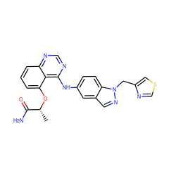 C[C@@H](Oc1cccc2ncnc(Nc3ccc4c(cnn4Cc4cscn4)c3)c12)C(N)=O ZINC000029041330