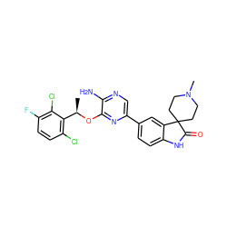 C[C@@H](Oc1nc(-c2ccc3c(c2)C2(CCN(C)CC2)C(=O)N3)cnc1N)c1c(Cl)ccc(F)c1Cl ZINC000103243213