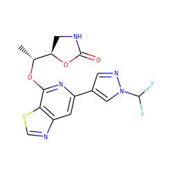 C[C@@H](Oc1nc(-c2cnn(C(F)F)c2)cc2ncsc12)[C@H]1CNC(=O)O1 ZINC000473134075