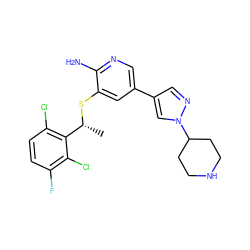 C[C@@H](Sc1cc(-c2cnn(C3CCNCC3)c2)cnc1N)c1c(Cl)ccc(F)c1Cl ZINC000096285905