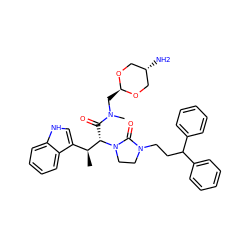 C[C@@H](c1c[nH]c2ccccc12)[C@H](C(=O)N(C)C[C@H]1OC[C@H](N)CO1)N1CCN(CCC(c2ccccc2)c2ccccc2)C1=O ZINC000253689112