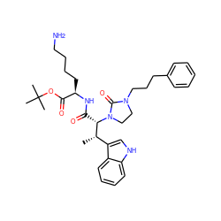 C[C@@H](c1c[nH]c2ccccc12)[C@H](C(=O)N[C@H](CCCCN)C(=O)OC(C)(C)C)N1CCN(CCCc2ccccc2)C1=O ZINC000027554866