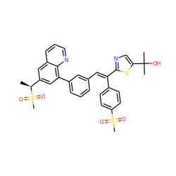 C[C@@H](c1cc(-c2cccc(/C=C(\c3ccc(S(C)(=O)=O)cc3)c3ncc(C(C)(C)O)s3)c2)c2ncccc2c1)S(C)(=O)=O ZINC000028529503