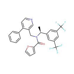 C[C@@H](c1cc(C(F)(F)F)cc(C(F)(F)F)c1)N(Cc1cnccc1-c1ccccc1)C(=O)c1ccco1 ZINC000096285072