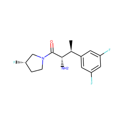 C[C@@H](c1cc(F)cc(F)c1)[C@H](N)C(=O)N1CC[C@H](F)C1 ZINC000053243581