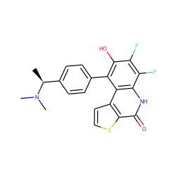 C[C@@H](c1ccc(-c2c(O)c(F)c(F)c3[nH]c(=O)c4sccc4c23)cc1)N(C)C ZINC000204651738